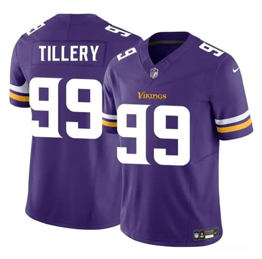 Men's Purple Minnesota Vikings #99 Jerry Tillery 2023 F.U.S.E. Vapor Untouchable Limited Stitched Jersey